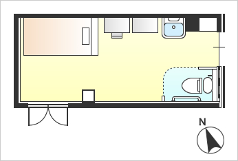 A・A' タイプ　ワンルーム　専有面積：13.00平方メートル