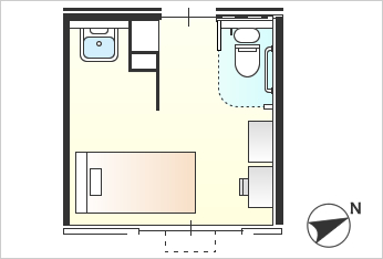 B・B' タイプ　ワンルーム　専有面積：13.02平方メートル
